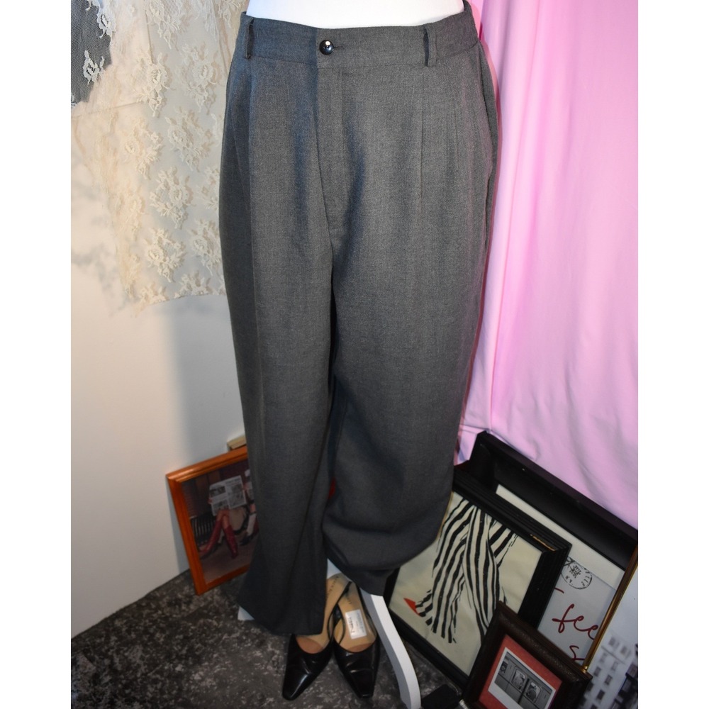 Christy Girl Vintage USA Charcoal Gray Pleated High Waist Trousers Pants Size 14